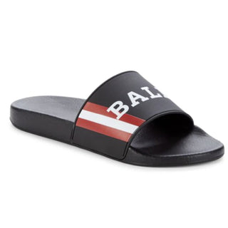 NIB $195 Bally Men's Slide Rubber Black Simon Logo Sandals 11 US 6234034