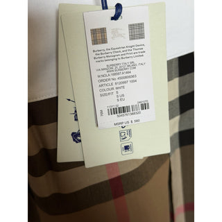 Burberry Nola Check Women’s White Short Sleeve T-shirt Small 8120998 NWT $560