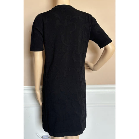Versace Barocco All Over Print Knit Stretch Black Dress 42 Euro 1008137 NWT