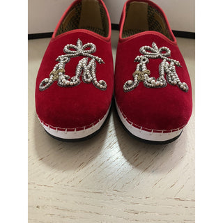 NIB $980 Gucci Mens Velvet Loafers Shoes Red 8 US / 7 UK