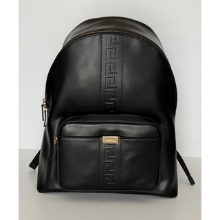 Versace Greca Embossed Leather Black Backpack Made in Italy 1020735NWT $1925