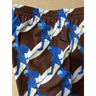 NWT $880 Gucci Drawstring Gucci Print Swim Short Blue/White/Brown 50 Eu/34 US
