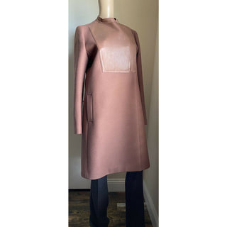 $5850 Gucci Women Wool/Leather Overcoat Coat Pink Size 12 US/46 It Italy