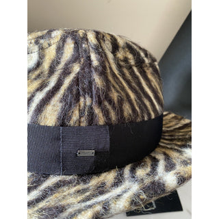 NWT Saint Laurent Womens Fedora Hat Beige/Black Size S Italy
