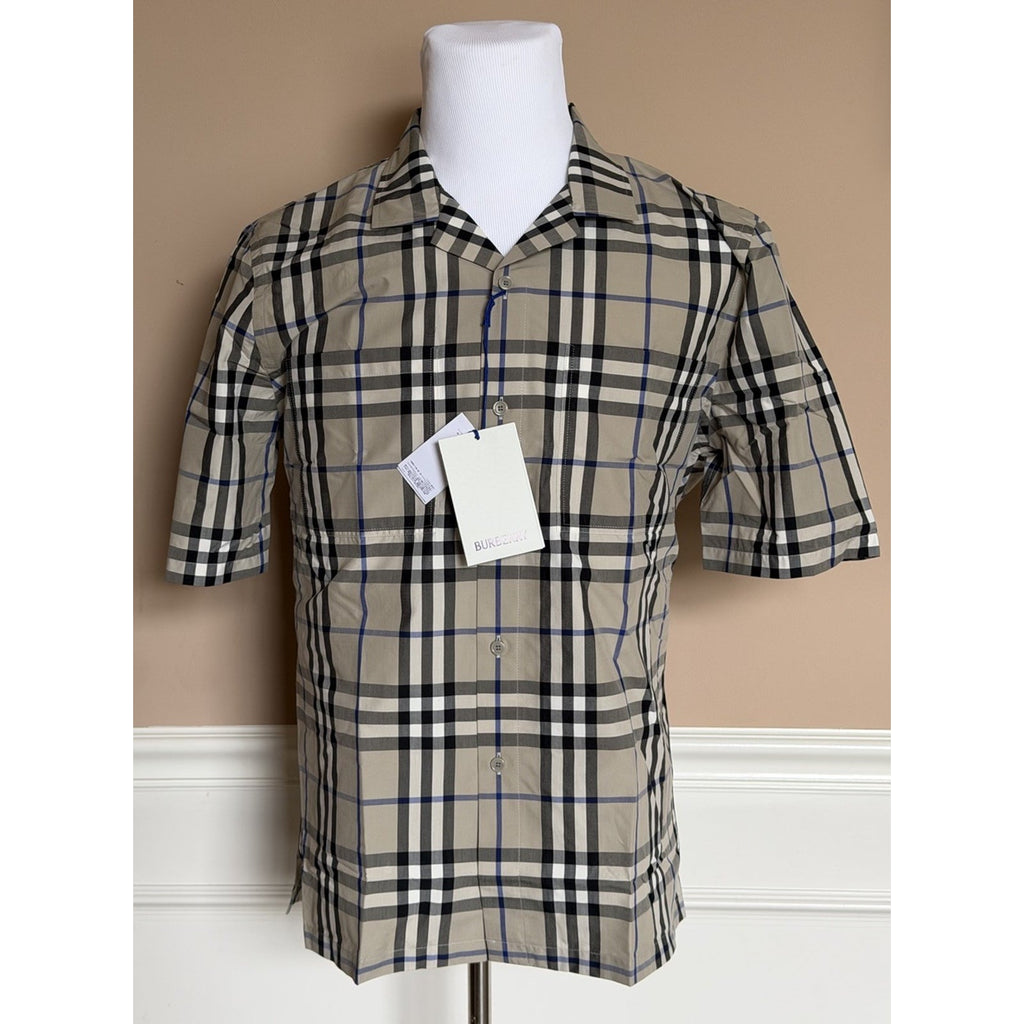 Burberry Elio Check Short Sleeve Shirt Lichen IP Check Men L 8121623 NWT $680