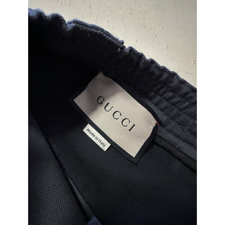 New $1980 Gucci Men Canvas/Cotton GG Print Drawstring Pants DK Gray 34 US/50 Eu