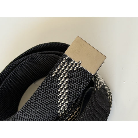 Burberry Silver Metal Buckle Shield Webbing Black Belt 110/44 8087708 NWT $490