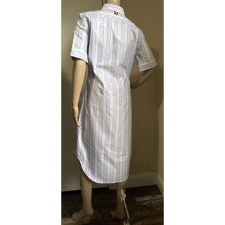 New $720 Thom Browne Striped Midi Shirtdress Blue/White/Multi Size 42/6 Italy