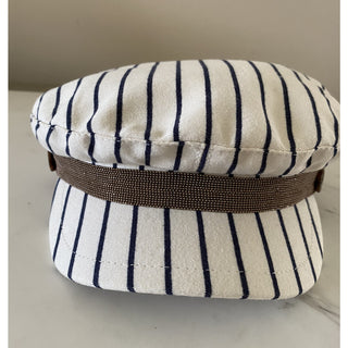 NWT Brunello Cucinelli Girl Marine Cap Hat White/Blue Size 6