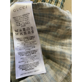 New $1200 Gucci Country Check Shirt Blue/Red/Green Size 46 Eu Italy