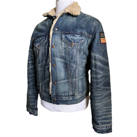Polo Ralph Lauren Men Faux-Shearling-Lined Denim Jacket Blue Size S
