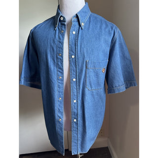 Gucci Men Eco WSH Org Denim Button Down Shirt Blue 48 Eu/M New $1650