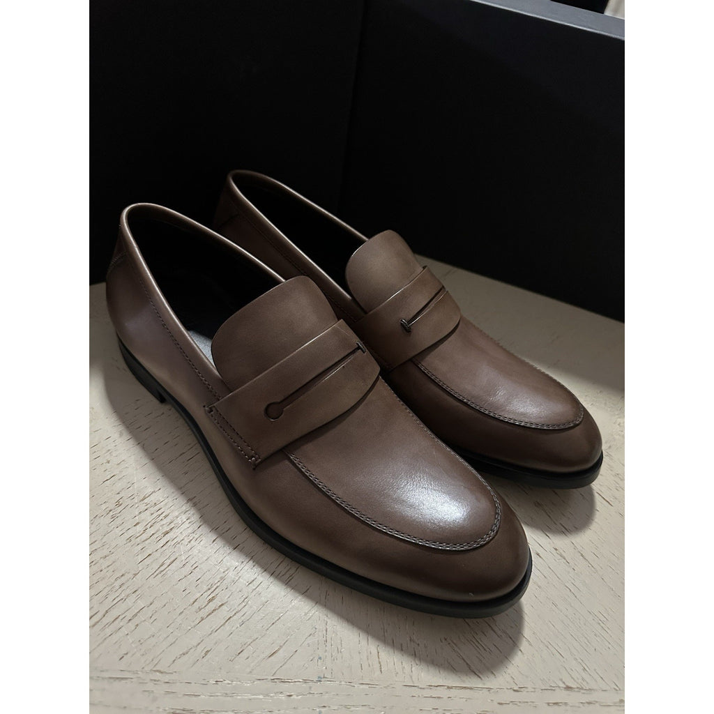 ZEGNA Leather Loafers Shoes Brown 10 US/43 Eu New $950