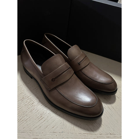 ZEGNA Leather Loafers Shoes Brown 10 US/43 Eu New $950