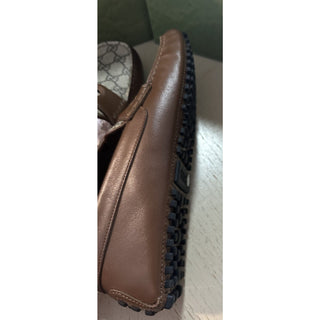 Gucci Men Leather GG Driver Loafers Shoes Brown 9 US/8 UK 730148 New