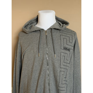 Versace Greca Logo Non-brushed Cotton Gray Jacket with Hoodie 6XL 1021361 NWT