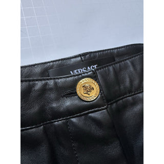 Versace Women's Black Leather/Fabric Pants 6 US (40 Euro) 1014419 NWT $2100