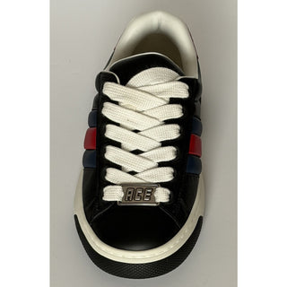 Gucci Ace Web Stripe Leather Sneakers Black Men’s 7.5 US (7 Gucci) 791394 NWT