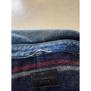 New $1650 Saint Laurent Men Fifties Denim Jacket Sun Dirty Blue L
