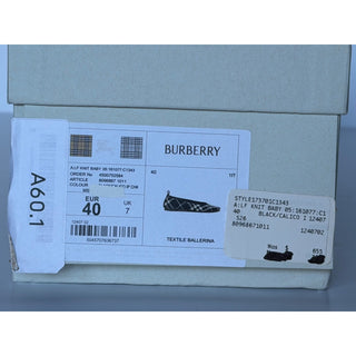 Burberry Baby Check Knit Ballet Flats Black Calico 10 US 40 IT 8096867 NWT $655