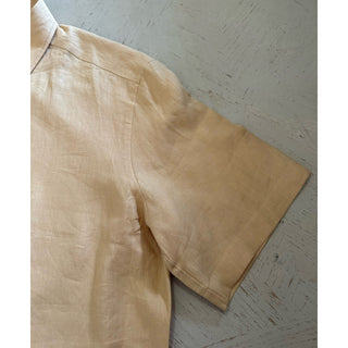 ZEGNA Men Linen Short Sleeve Shirt LT Beige Size XXL New $780 Italy