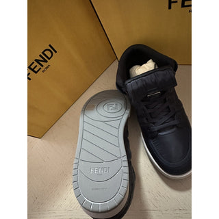NIB $1390 Fendi Men FF Logo Nylon/Leather Match Sneakers Blue/Gray 11 US/10 UK