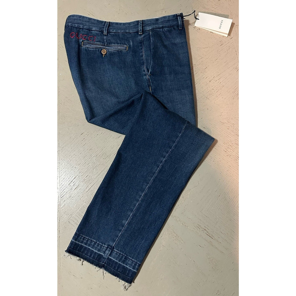 New $1380 Gucci Men’s Washed Cotton/Linen Jeans Pants Blue 36 US Italy