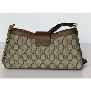 Gucci GG Supreme Leather/Canvas Brown Small Shoulder Bag Italy 811705 NWOT