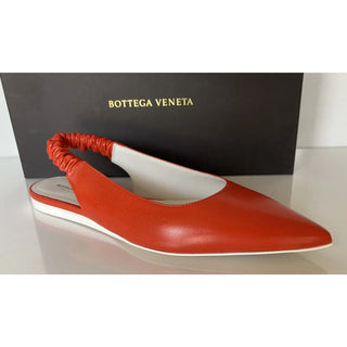 NIB $620 Bottega Veneta Women's Flat Pump Reddish Orange Shoes 9 US 565640 Italy