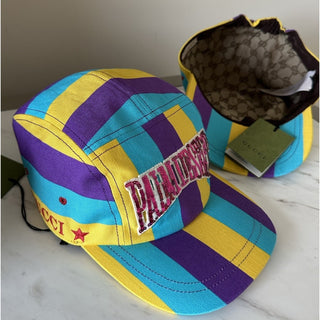 Gucci Men Baseball Cap Gucci Logo hat Yellow/Blue/Purple Size M New 751544