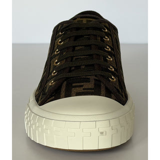 Fendi Domino FF Jacquard Sneakers Brown Men 13 US (12 Fendi) IT 7E1553 NIB $770