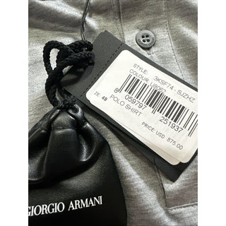 NWT $875 Giorgio Armani Mens Silk/Cotton Polo Shirt Gray 38 US/48 Eu ( S ) Italy