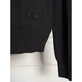 Versace Silk/Cotton Black Knit Polo Sweater 50 Euro 1017342 Italy NWT $1150