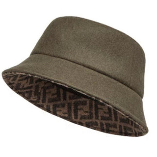 NWT $790 Fendi Classic Wool FF Logo Bucket Hat Size M Brown FXQ901