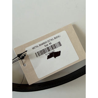 Gucci Metal Bamboo Detail Buckle Women's Black Leather Belt 80/32 IT 828330NWT