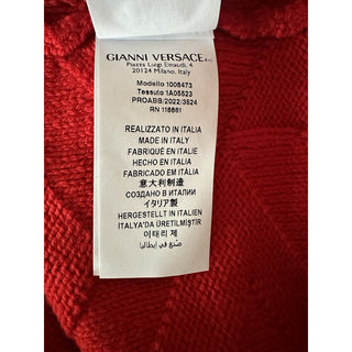 Versace Greca Knit Wool Sweater Red 58 (3XL) Made in Italy 1008473 NWTWD $1175