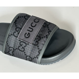 Gucci Men’s Ripstop GG Gray/Black Sandals 7.5 US (Gucci 7) 771466 NIB