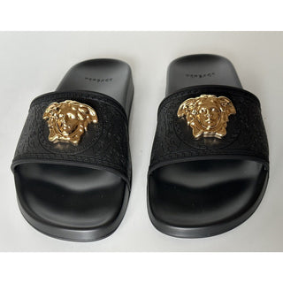 Versace Gold Medusa Head Slides Sandals Black 10 US (40 Eu) IT NIB $450 1004190