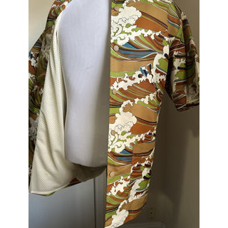 Gucci Men’s waves print fabric bowling Shirt Green/Multi 52 Eu/XL New $1600