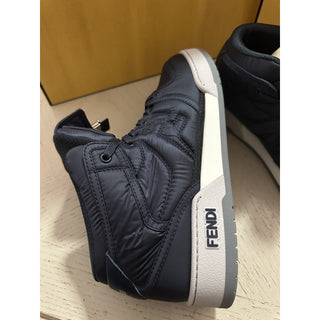 NIB $1390 Fendi Men FF Logo Nylon/Leather Match Sneakers Blue/Gray 11 US/10 UK
