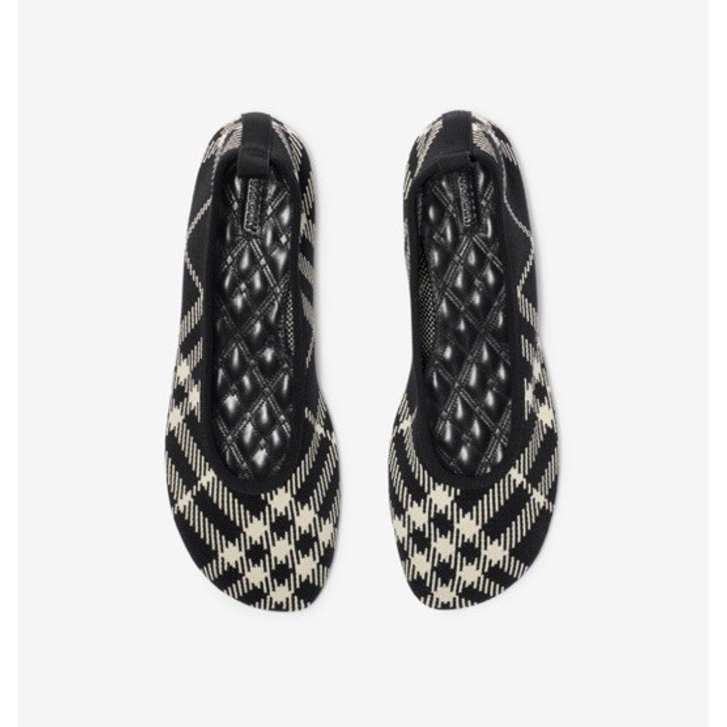 Burberry Baby Check Knit Ballet Flats Black Calico 10 US 40 IT 8096867 NWT $655