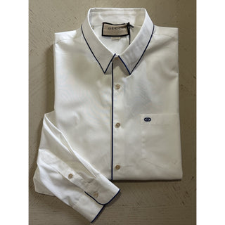 New $1200 Gucci Men’s Dress Shirt White 43/17 Italy