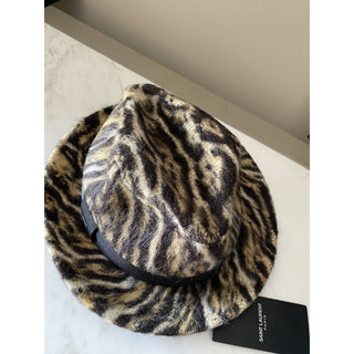 NWT Saint Laurent Womens Fedora Hat Beige/Black Size S Italy