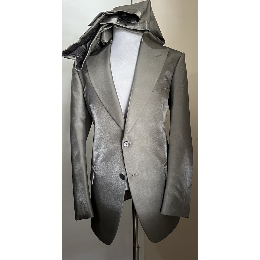 NWT $6190 TOM FORD Men Cooper Suit Silver Lurex/Gray 46 US/56 Eu