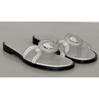 Versace Medusa Leather Mule Slides Porcelain White Women 10 US (40) 1018364 NIB