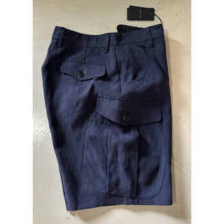 NWT $1195 Giorgio Armani Men Linen Short Pants Navy 58 Eu/42 US