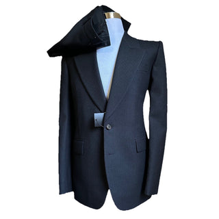 NWT $4470 Saint Laurent Men Wool Suit Black Striped 44 US/54 Eu Italy