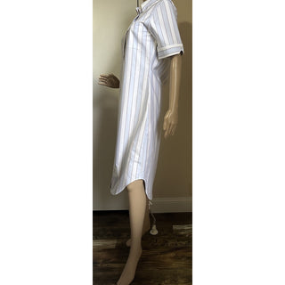 New $720 Thom Browne Striped Midi Shirtdress Blue/White/Multi Size 40/4 Italy