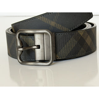 Burberry Reversible Check B Buckle Leather Wide Belt 46/115 8098126 IT NEW $550