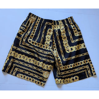 Versace Medusa Chain Print Twill Shorts Black Gold Men 34 US (IT 50) 1023185 NWT